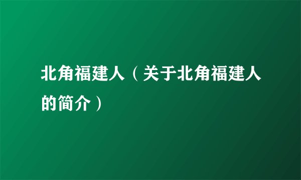 北角福建人（关于北角福建人的简介）