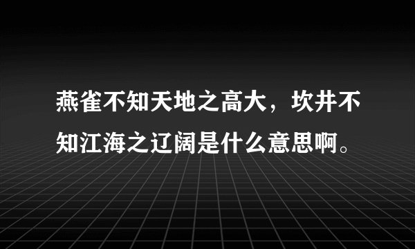 燕雀不知天地之高大，坎井不知江海之辽阔是什么意思啊。