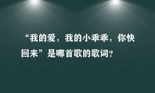“我的爱，我的小乖乖，你快回来”是哪首歌的歌词？