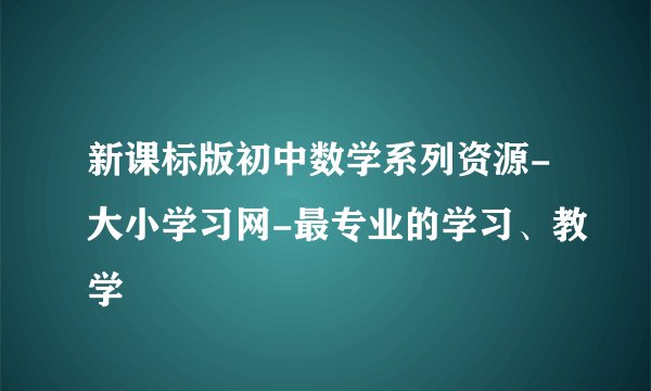 新课标版初中数学系列资源-大小学习网-最专业的学习、教学