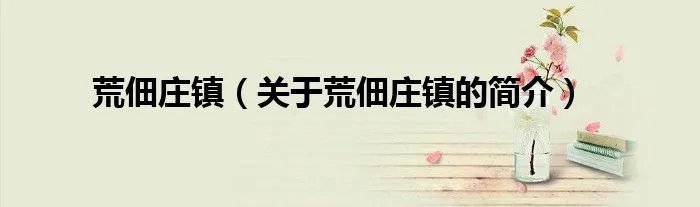 荒佃庄镇（关于荒佃庄镇的简介）