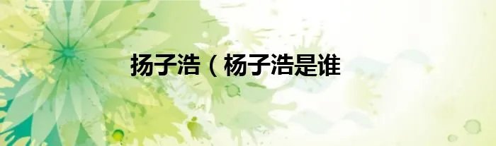 扬子浩（杨子浩是谁