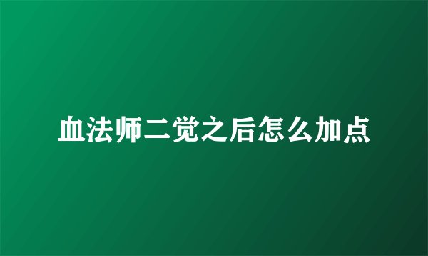 血法师二觉之后怎么加点