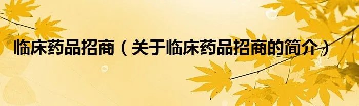 临床药品招商（关于临床药品招商的简介）