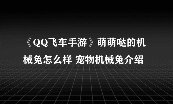 《QQ飞车手游》萌萌哒的机械兔怎么样 宠物机械兔介绍