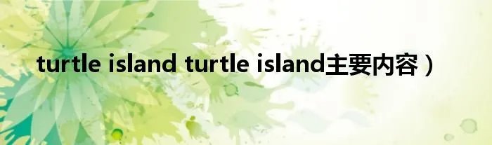turtle island turtle island主要内容）