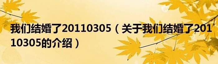 我们结婚了20110305（关于我们结婚了20110305的介绍）