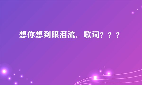 想你想到眼泪流。歌词？？？
