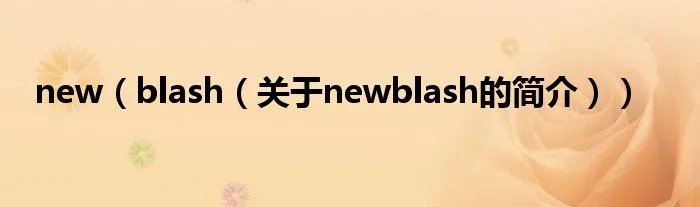 new（blash（关于newblash的简介））