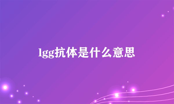 lgg抗体是什么意思