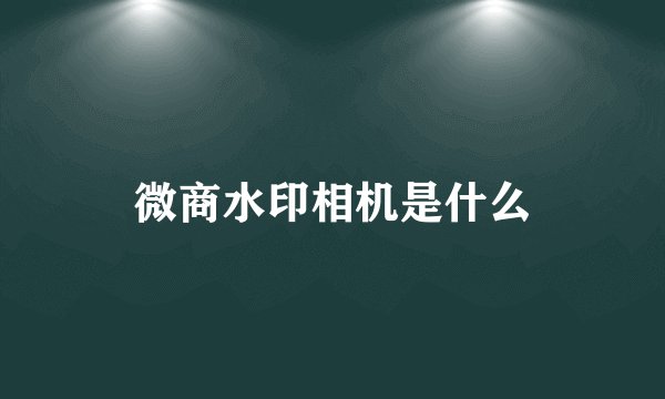 微商水印相机是什么