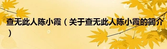 查无此人陈小霞（关于查无此人陈小霞的简介）