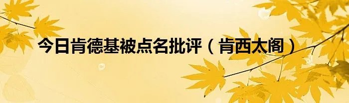 今日肯德基被点名批评(肯西太阁)