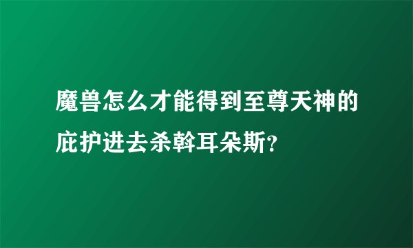 魔兽怎么才能得到至尊天神的庇护进去杀斡耳朵斯?