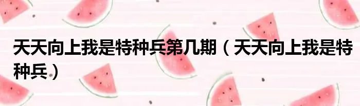 天天向上我是特种兵第几期（天天向上我是特种兵）