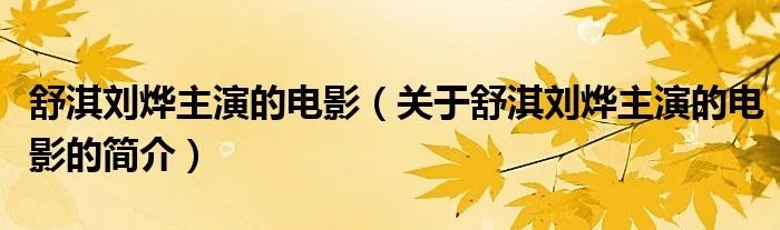 舒淇刘烨主演的电影（关于舒淇刘烨主演的电影的简介）