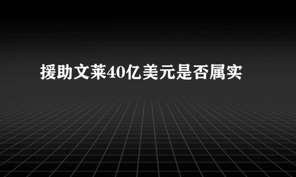 援助文莱40亿美元是否属实