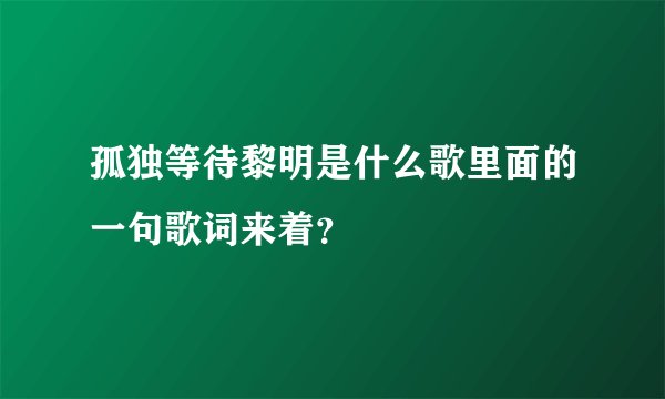 孤独等待黎明是什么歌里面的一句歌词来着?
