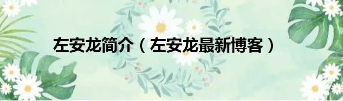 左安龙简介（左安龙最新博客）