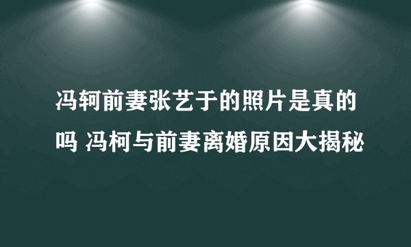 冯轲前妻张艺于的照片是真的吗 冯柯与前妻离婚原因大揭秘