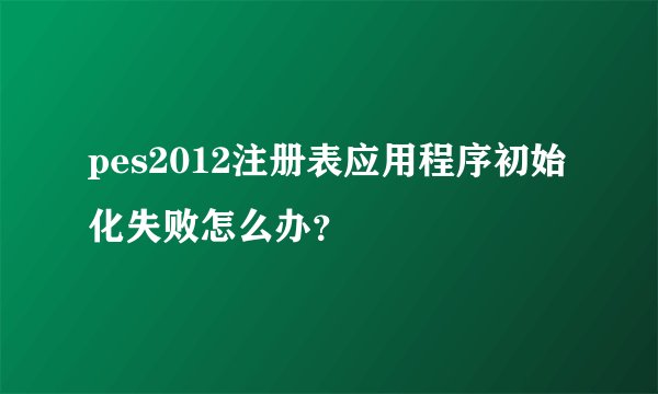 pes2012注册表应用程序初始化失败怎么办？
