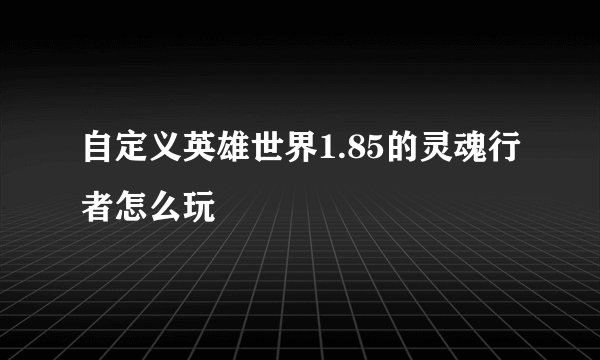 自定义英雄世界1.85的灵魂行者怎么玩