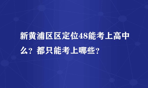 新黄浦区区定位48能考上高中么？都只能考上哪些？