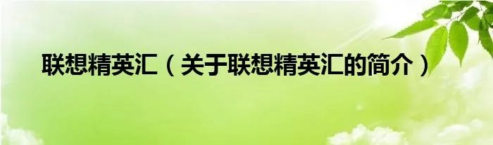 联想精英汇（关于联想精英汇的简介）