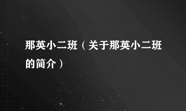 那英小二班（关于那英小二班的简介）