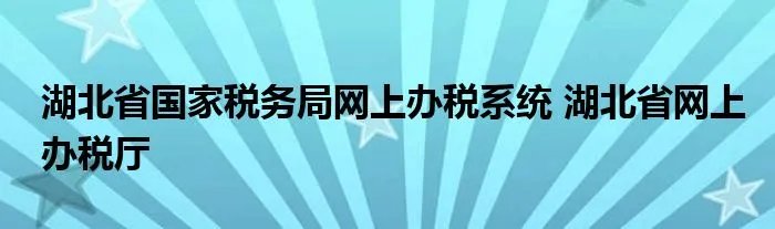 湖北省国家税务局网上办税系统 湖北省网上办税厅