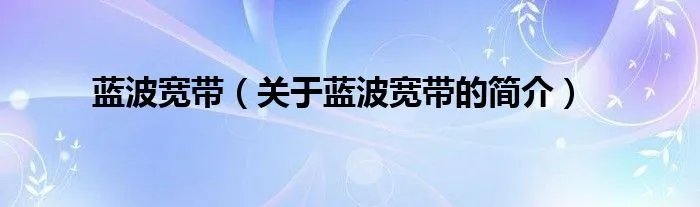 蓝波宽带（关于蓝波宽带的简介）