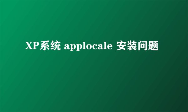 XP系统 applocale 安装问题