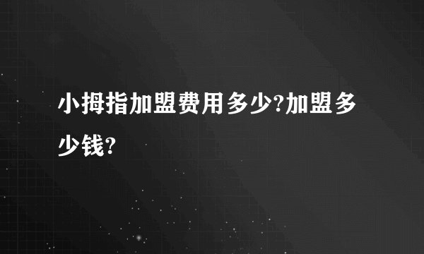 小拇指加盟费用多少?加盟多少钱?