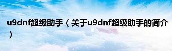 u9dnf超级助手(关于u9dnf超级助手的简介)