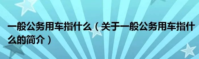 一般公务用车指什么(关于一般公务用车指什么的简介)