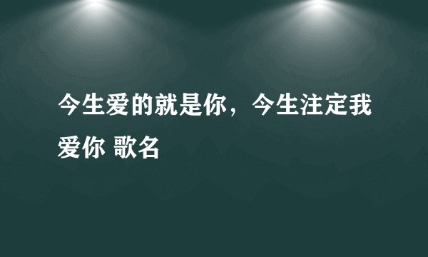 今生爱的就是你，今生注定我爱你 歌名