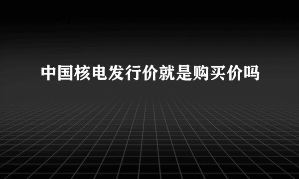 中国核电发行价就是购买价吗