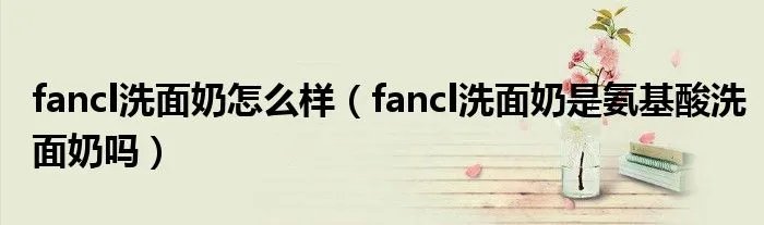 fancl洗面奶怎么样（fancl洗面奶是氨基酸洗面奶吗）