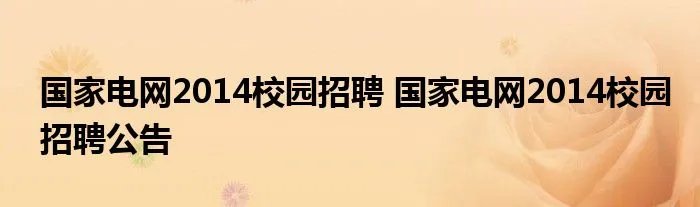 国家电网2014校园招聘 国家电网2014校园招聘公告