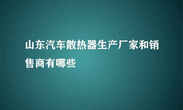 山东汽车散热器生产厂家和销售商有哪些