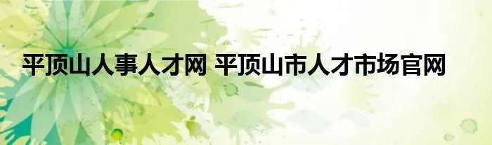 平顶山人事人才网 平顶山市人才市场官网