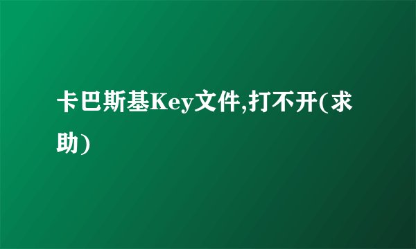 卡巴斯基Key文件,打不开(求助)