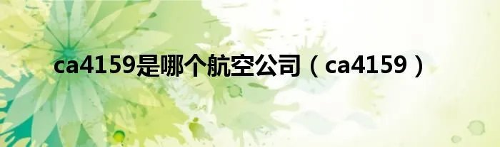 ca4159是哪个航空公司(ca4159)