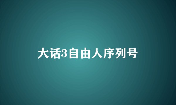 大话3自由人序列号