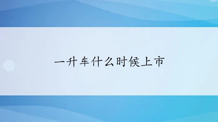 一升车什么时候上市