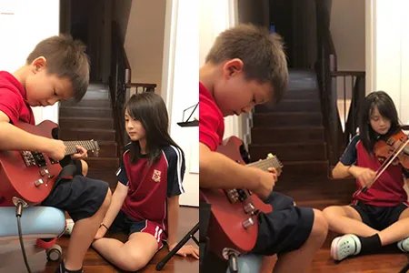 叶一茜晒练琴照超温馨 自拍曝光表情甜美