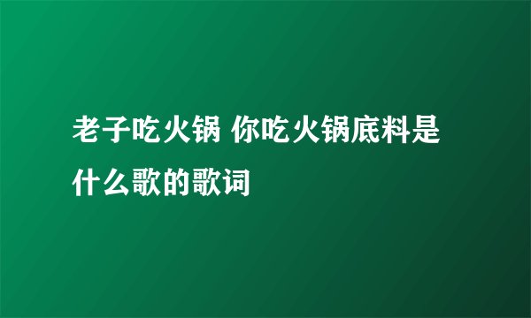 老子吃火锅 你吃火锅底料是什么歌的歌词
