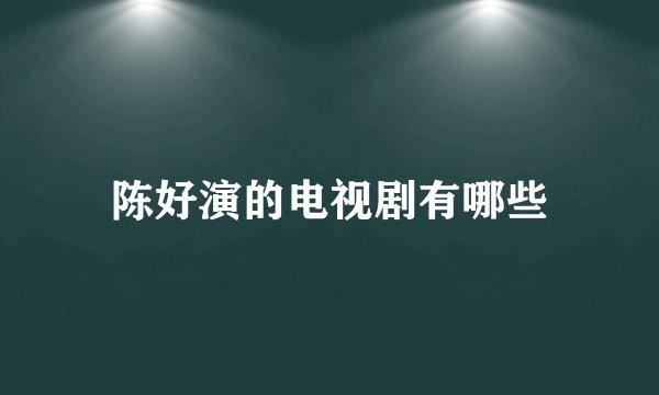 陈好演的电视剧有哪些