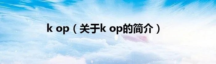 k op（关于k op的简介）
