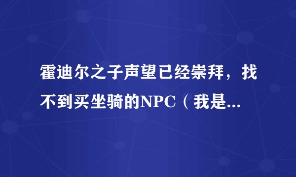 霍迪尔之子声望已经崇拜，找不到买坐骑的NPC（我是用正义点数换的声望，之前已经做过女人村的日常任务）